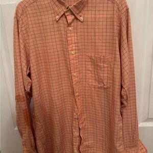 Burberry Men's Peach Checkered Button Down Shirt
